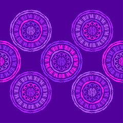 Polka dots seamless pattern. Mosaic of ethnic figures. Patterned texture. Geometric background. Can be used for wallpaper, textile, invitation card, wrapping, web page background.