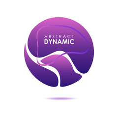 Abstract round form. Violet fluid shapes forming gradient circle and text in wavy frame. Flowing liquid isolated on white background. Vector template for banners, posters, flyers template