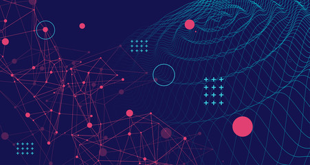 Template for science and technology presentation. Plexus style background.