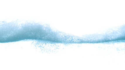 Wave soap foam with water bubble on white background.