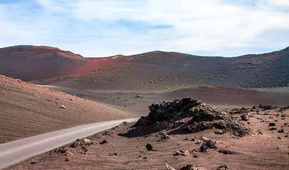 Reserve Timanfaya Park on the island Lanserote. Canary Islands. Landscape