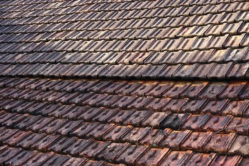 Vintage terracotta tile roof in rural Vietnam