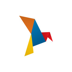 Bird logo icon design with origami art