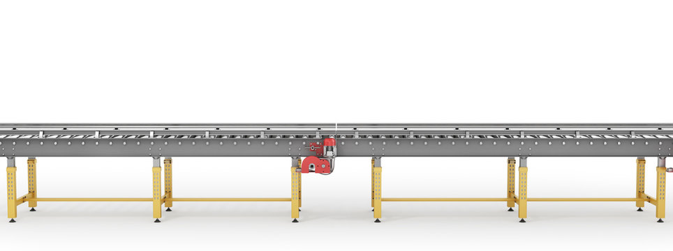 Conveyor line on a white background. 3d illustration
