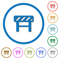 Construction barrier icons with shadows and outlines