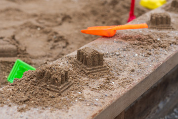 sand mold in the sandbox from children