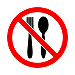 No food icon. Forbidden eat icon. No dinner vector sign. Prohibited eating vector icon. Warning, caution, attention, restriction flat sign design. Do not eat icon. No breakfast sign