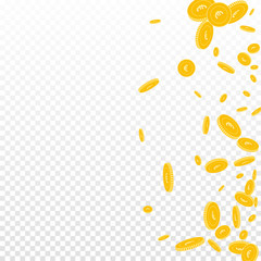European Union Euro coins falling. Scattered disor