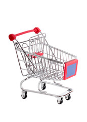 Metal cart from store on a white background
