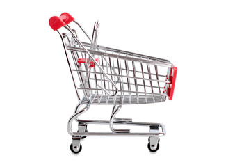 Metal cart from store on a white background