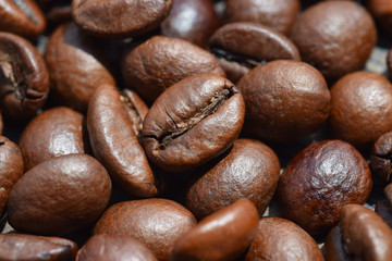 Macro photography of beautiful coffee beans.