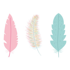 cute bohemian feathers set icons