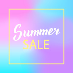 Summer sale promotion banner. Trendy summer season discount lettering poster. Shop advertisement text leaflet. Vector eps 10.