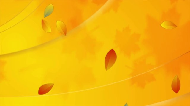 Bright orange autumn motion design with falling leaves