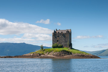 Fototapeta na wymiar Castle Stalker Tower Loch Laich Scotland