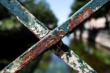 Rusty fence detail closeup