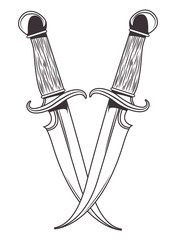 two knife drawn tattoo icon