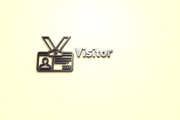 3D illustration of Visitor, brown color and brown text with yellow background.