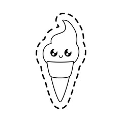patch of delicious ice cream in cone kawaii