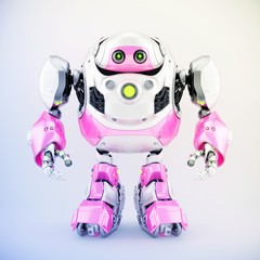 Strong robotic turtle toy with pink colors, 3d rendering