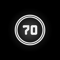 speed limit 70 neon icon. Elements of road sign set. Simple icon for websites, web design, mobile app, info graphics