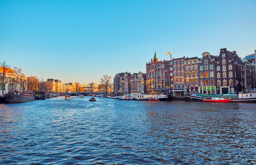 Fototapeta premium View of the canals in Amsterdam. Netherlands..