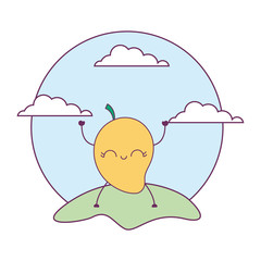 mango fruit kawaii in landscape