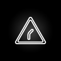 Dangerous bend neon icon. Elements of road sign set. Simple icon for websites, web design, mobile app, info graphics