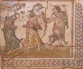 Fototapeta na wymiar Colourful visions of ancient Rome. Polychrome Roman Mosaics from Bulgaria