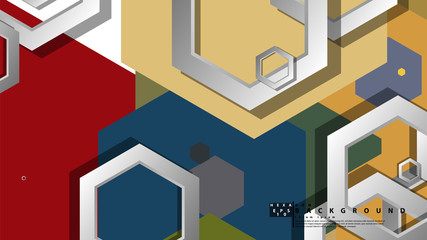 Obraz premium Abstract geometric background with hexagon, middle ages color composition. Vector illustration
