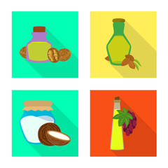 Vector design of bottle and glass icon. Set of bottle and agriculture stock symbol for web.