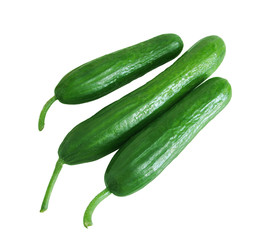 Green fresh cucumbers isolated on a white background