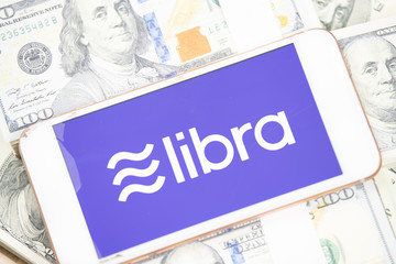 Libra Coins Facebook, cryptocurrency and bitcoin cryptocurrency, Libra concept, Chiang Mai, Thailand - June 23, 2019