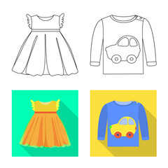 Vector illustration of fashion and garment symbol. Collection of fashion and cotton stock symbol for web.