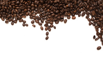 Coffee grains on white background. Isolated.