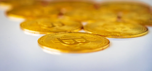 selective focus Bitcoin background for news and blogs