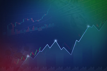 Stock exchange market graph analysis background