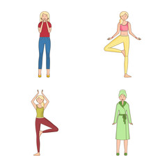 Vector design of woman and body icon. Set of woman and style stock symbol for web.