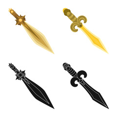 Vector illustration of game and armor symbol. Set of game and blade stock symbol for web.