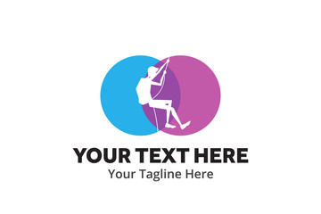 adventure climber unique simple logo creative design in flat style with color . hiker traveler creative simple logo creative design in flat style with color