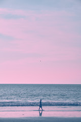 Girl on the beach during sunset