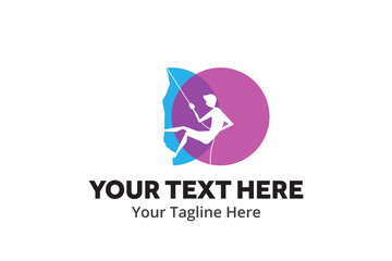 adventure climber unique simple logo creative design in flat style with color . hiker traveler creative simple logo creative design in flat style with color