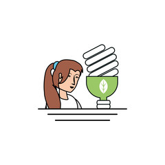 Avatar woman and eco light bulb design