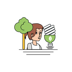 Avatar woman and eco light bulb design
