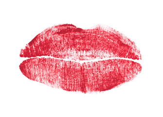 Lipstick kiss isolated on white background