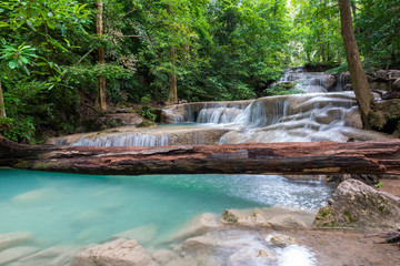 Beautiful waterfall in Erawan waterfall National Park in Kanchanaburi, Thailand