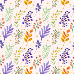 leaves and branches watercolor seamless pattern