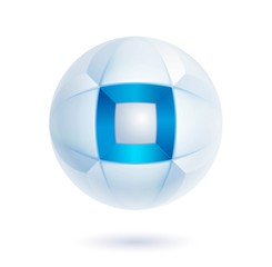 high tech blue abstract icon - 3d vector logo