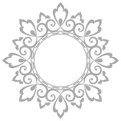 Decorative frame Elegant vector element for design in Eastern style, place for text. Floral grey border. Lace illustration for invitations and greeting cards