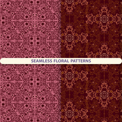Vector seamless patterns with tulips and floral and botanical elements. Flower texture. print for textiles, wrapping paper, wallpaper design, packaging design.